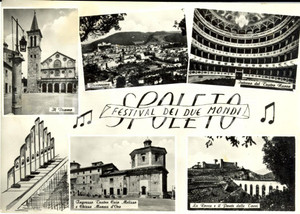 Cartolina originale da collezione 1961 SPOLETO Vedutine Chiesa MANNA D'ORO e ponte delle TORRI  *Cartolina FG VG 1