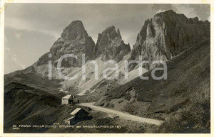 Cartolina originale da collezione 1927 PASSO SELLA (BZ) Veduta passo con Gruppo del SASSOLUNGO *Cartolina FP NV 1