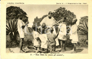 Cartolina originale da collezione 1930 ca AFRICA CRISTIANA Missionario tra i neri  Istituto MISSIONI AFRICANE NV 1