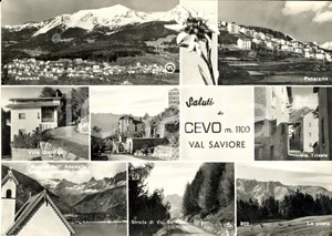 Cartolina originale da collezione 1962 CEVO (BS) Val SAVIORE Vedutine villa GIARDINO e Via TRIESTE *Cartolina VG 1