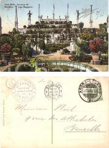 Cartolina originale da collezione 1913 ISOLA BELLA (VB) Terrazze del giardino Albergo SEMPIONE FP VG 1