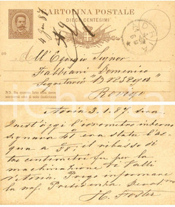 Documento originale, autentico 1887 ADRIA (RO) Direttore FOSTER trasmette dati idrometro interno *Cartolina 1