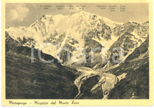 Cartolina originale da collezione 1937 MACUGNAGA VB Il massiccio del MONTE ROSA Cartolina FG VG 1