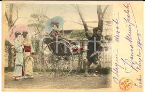 Cartolina originale da collezione 1913 JAPAN Donna su un risciÃ² *Cartolina ETNICA a marchesa Ida STANGA 1