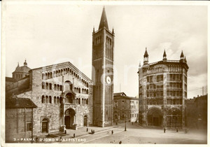 Cartolina originale da collezione 1935 PARMA Veduta del DUOMO e del battistero Cartolina ANIMATA FG VG 1