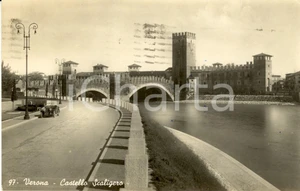 Cartolina originale da collezione 1934 VERONA Veduta del Castello SCALIGERO lungo il fiume ADIGE Cartolina FP VG 1