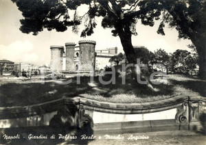 Cartolina originale da collezione 1954 NAPOLI Giardini di Palazzo REALE e MASCHIO ANGIOINO Cartolina FG VG 1
