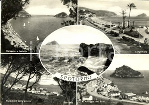 Cartolina originale da collezione 1960 SPOTORNO SV Vedutine Villaggio del SOLE e lungomare Cartolina FG VG 1