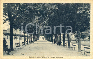 Cartolina originale da collezione 1941 CASALE MONFERRATO (AL) Panchine lungo Viale della STAZIONE *Cartolina FP NV 1