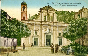 Cartolina originale da collezione 1915 ca SAVONA Santuario Nostra Signora della MISERICORDIA *Cartolina ANIMATA NV 1