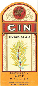 Materiale pubblicitario d’epoca 1970 ca MILANO Distilleria APE Liquore secco CIN Etichetta ILLUSTRATA 1