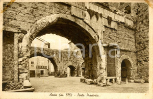 Cartolina originale da collezione 1938 AOSTA Veduta di Porta PRETORIA  Insegna NECCHI Cartolina FP VG 1