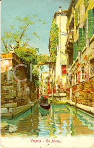 Cartolina originale da collezione 1910 VENEZIA Gondola sul Rio ALBRIZZI *Cartolina postale FP VG 1