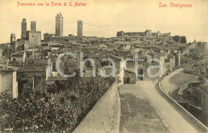 Cartolina originale da collezione 1905 ca SAN GIMIGNANO SI Panorama con la Porta di SAN MATTEO Cartolina FP VG 1