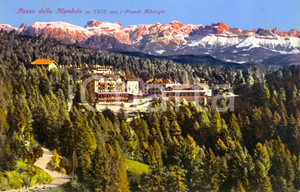 Cartolina originale da collezione 1931 PASSO MENDOLA (BZ) Passo e montagne con i grandi alberghi *Cartolina FP VG 1