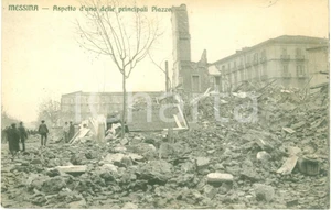 Cartolina originale da collezione 1920 ca MESSINA TERREMOTO Una piazza distrutta Cartolina postale FP NV 1