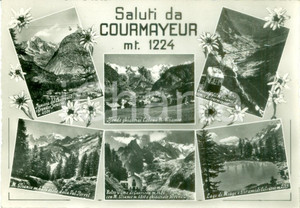 Cartolina originale da collezione 1955 ca COURMAYEUR (AO) Vedutine ghiacciai funivia CHECROUIT Cartolina FG NV 1