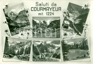 Cartolina originale da collezione 1955 ca COURMAYEUR AO Vedutine ghiacciai funivia CHECROUIT Cartolina FG NV 1