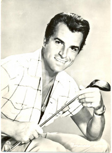 Cartolina originale da collezione 1955 ca CINEMA Fernando LAMAS con mazza da golf Ritratto Cartolina FG NV 1