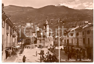 Cartolina originale da collezione 1950 ca SUSA TO Centro storico e Piazza IV Novembre Cartolina ANIMATA FG VG 1