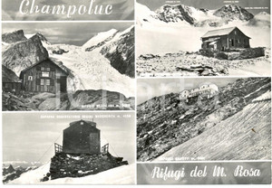 Cartolina originale da collezione 1955 CHAMPOLUC (AO) Vedutine Monte ROSA Rifugio MEZZALAMA e OSSERVATORIO *FG VG 1