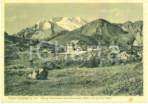 Cartolina originale da collezione 1950 ca PASSO FALZAREGO BL Albergo MARMOLADA Col di LANA Cartolina FG NV 1
