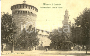 Cartolina originale da collezione 1920 ca MILANO Castello Sforzesco TORRIONE Sud-Est e Torre FILARETE *FP NV 1