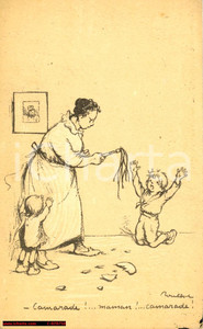 Cartolina originale da collezione 1915 Francisque POULBOT Camarade!...maman!...camarade! 1