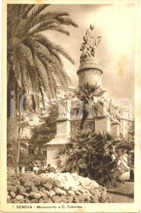Cartolina originale da collezione 1935 GENOVA  Monumento a Cristoforo COLOMBO *Cartolina postale ANIMATA FP VG 1