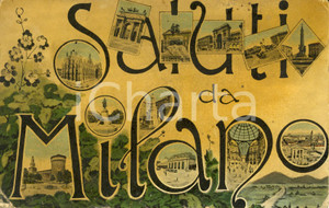 Cartolina originale da collezione 1913 MILANO Vedutine di monumenti della cittÃ  *Cartolina FP VG 1