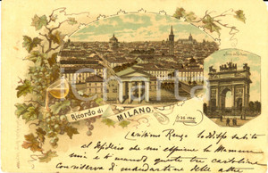 Cartolina originale da collezione 1896 MILANO Cartolina illustrata con panorama e ARCO della PACE *Cartolina FP VG 1