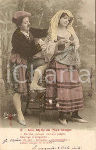 Cartolina originale da collezione 1905 Un Idylle au PAYS BASQUE Costumes FP VG Rare 1