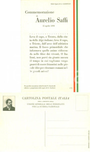 Cartolina originale da collezione 1915 ca Commemorazione di Aurelio SAFFI Giosué CARDUCCI 1