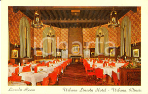 Cartolina originale da collezione 1968 URBANA (USA) Sala da pranzo del LINCOLN Hotel * Cartolina FP VG VINTAGE 1