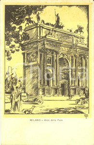 Cartolina originale da collezione 1934 MILANO ARCO DELLA PACE disegno VENEZIANI acqua GIOCONDA *Cartolina FP VG 1