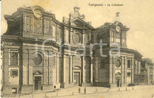 Cartolina originale da collezione 1914 CARIGNANO (TO) Veduta della facciata della Cattedrale *Cartolina FP VG 1