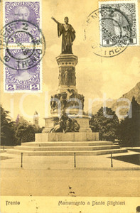 Cartolina originale da collezione 1908 TRENTO Veduta del monumento a DANTE ALIGHIERI Cartolina postale FP VG 1