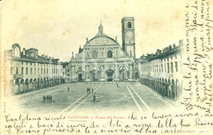 Cartolina originale da collezione 1900 VIGEVANO PV Panorama della piazza del DUOMO Cartolina ANIMATA FP VG 1