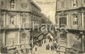 Cartolina originale da collezione 1928 PALERMO I QUATTRO CANTI e corso VITTORIO EMANUELE II *Cartolina FP VG 1