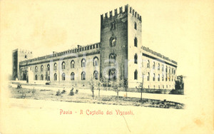 Cartolina originale da collezione 1900 PAVIA Veduta facciata e torri castello VISCONTI *Cartolina postale FP VG 1