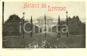 Cartolina originale da collezione 1900 ca LIVORNO Cancello e viale d'ingresso REGIA ACCADEMIA NAVALE *FP NV 1