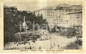 Cartolina originale da collezione 1929 GENOVA Villetta DINEGRO Monumento a GIUSEPPE MAZZINI Cartolina DANNEGGIATA 1