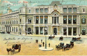 Cartolina originale da collezione 1907 BUENOS AIRES Veduta esterna della facciata della BORSA *ANIMATA FP VG 1