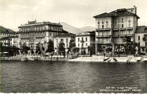 Cartolina originale da collezione 1953 PALLANZA VB LAGO MAGGIORE Alberghi METROPOLE, ITALIA e SEMPIONE FP VG 1