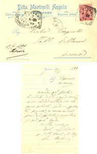 Cartolina originale da collezione 1899 VIGEVANO PV Ditta MARTINELLI ANGELO Fabbrica di tomaie FP VG 1