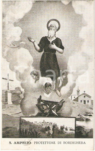Cartolina originale da collezione 1952 BORDIGHERA (IM) SANT'AMPELIO protettore della cittÃ  *Cartolina ILLUSTRATA 1