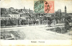 Cartolina originale da collezione 1919 SALUZZO CN Veduta panoramica della cittadina Cartolina postale FP VG 1