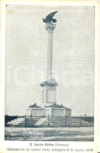Cartolina originale da collezione 1917 VERONA Monumento ai Caduti battaglia di SANTA LUCIA del 1848 Cartolina FP 1