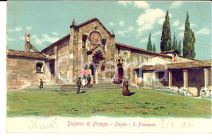 Autografo originale 1904 FIESOLE (FI) Chiesa di San Francesco *Cartolina da Nino TEMPINI FP VG 1