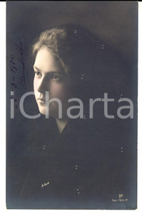 Cartolina originale da collezione 1910 COSTUME Ritratto di donna con velo nero Cartolina VINTAGE ing. BONELLI 1